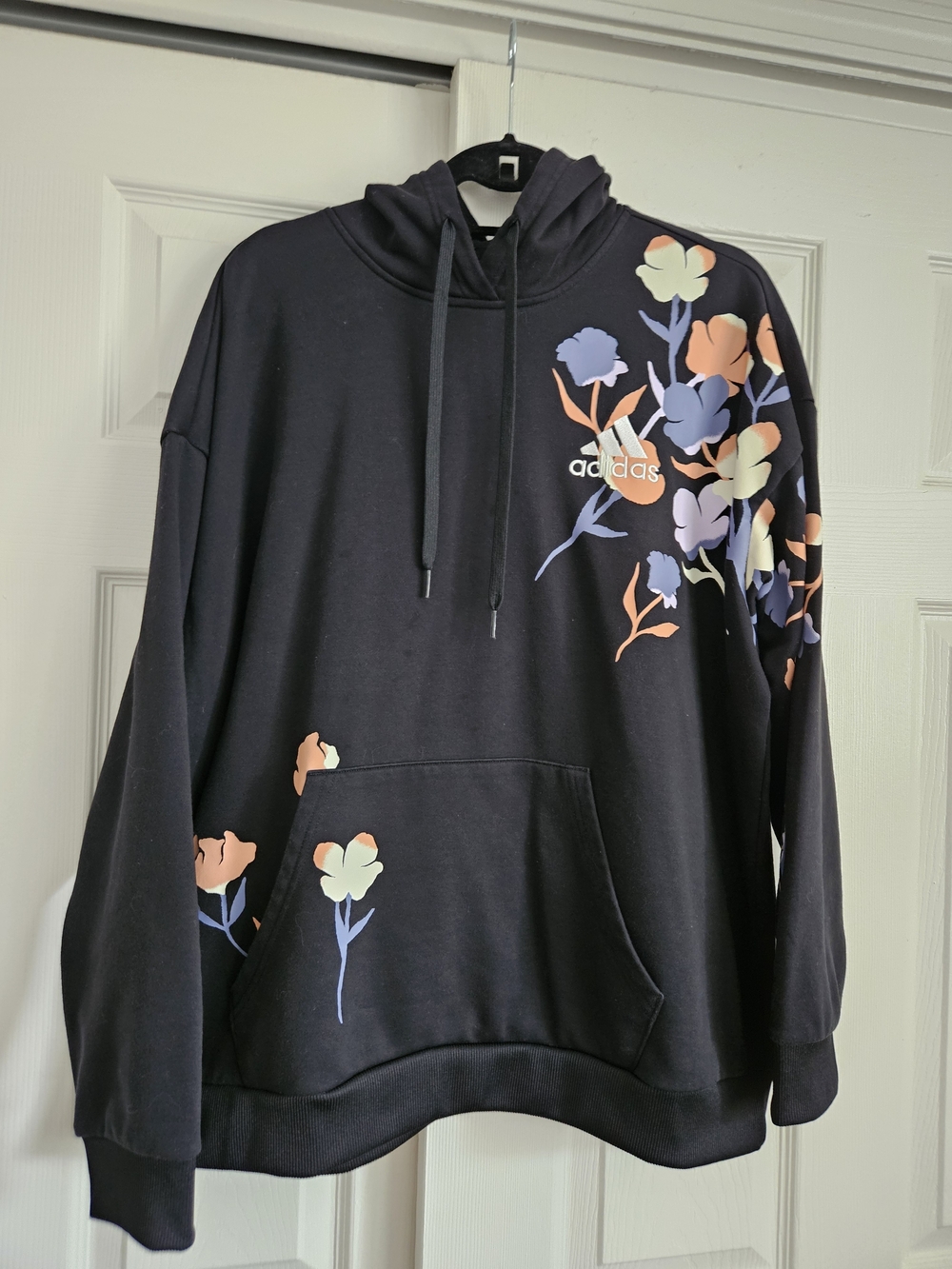 Adidas Women's Black Floral Logo Hoodie Sweater